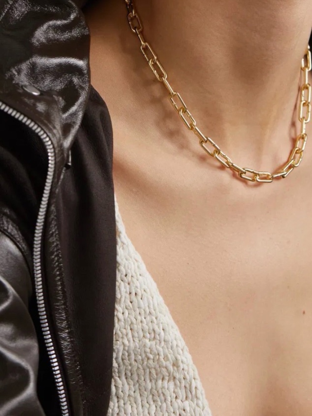 Bottega Veneta Gold-played Chain Link Necklace - Fashion Women's Jewelry